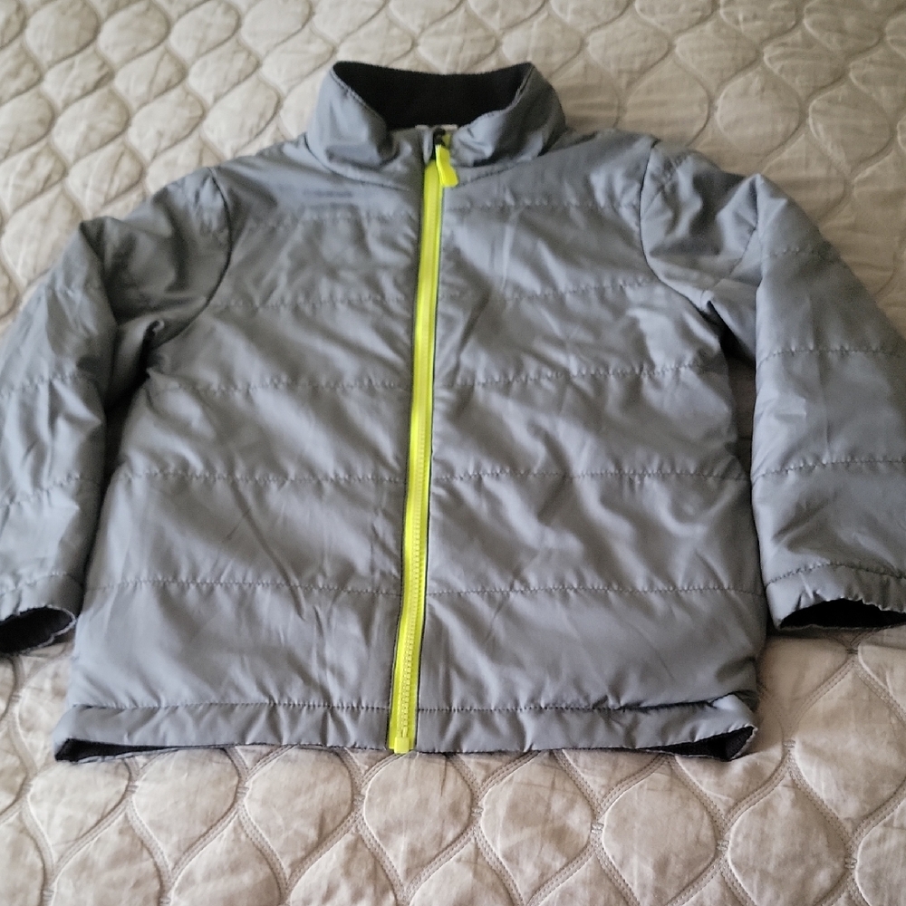 Kids Gray Fleece Lined Reversable Jacket with Neon Accents